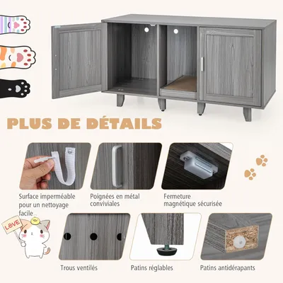 GIANTEX 3 en 1 Maison de Toilette pour Chat,2 Porte avec Pieds Amovibles