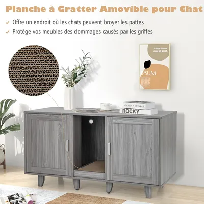 GIANTEX 3 en 1 Maison de Toilette pour Chat,2 Porte avec Pieds Amovibles