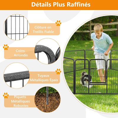 GIANTEX Parc pour Chien 8 Panneaux, Enclos Pliable pour Chien en Métal