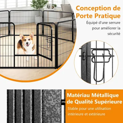 GIANTEX Parc pour Chien 8 Panneaux, Enclos Pliable pour Chien en Métal