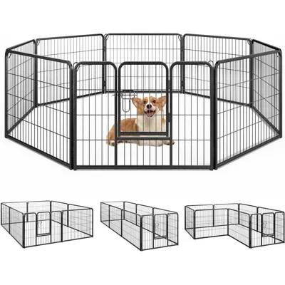 GIANTEX Parc pour Chien 8 Panneaux, Enclos Pliable pour Chien en Métal