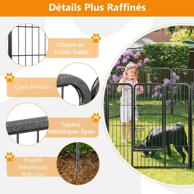 GIANTEX Parc pour Chien 8 Panneaux, Enclos Pliable pour Chien en Métal
