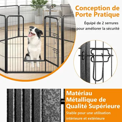 GIANTEX Parc pour Chien 8 Panneaux, Enclos Pliable pour Chien en Métal