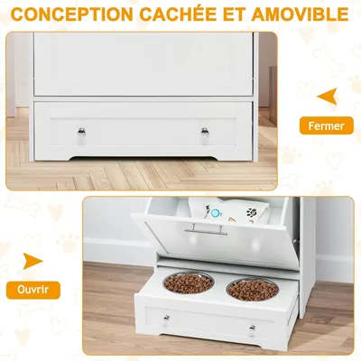 GIANTEX Meuble de Rangement pour Animaux de Compagnie avec 2 Gamelles