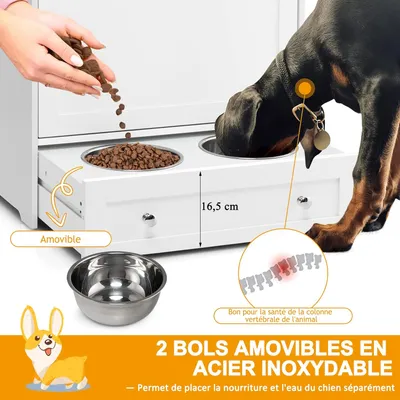GIANTEX Meuble de Rangement pour Animaux de Compagnie avec 2 Gamelles