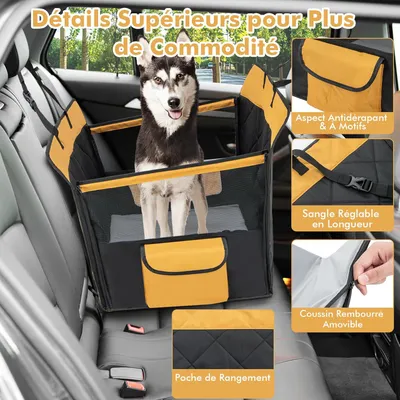GIANTEX Siège Auto pour Chien 2 en 1 Lit de Chien avec Fenêtre en Maille