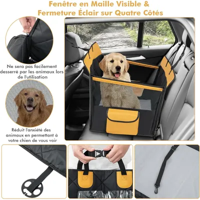 GIANTEX Siège Auto pour Chien 2 en 1 Lit de Chien avec Fenêtre en Maille
