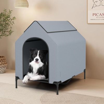 GIANTEX 2 en 1 Niche Surélevée pour Chien, Tente pour Chien