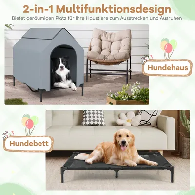 GIANTEX 2-in-1-Hochbett Für Hunde, Hundezelt GIANTEX 2-in-1-Hochbett Für Hunde, Hundezelt