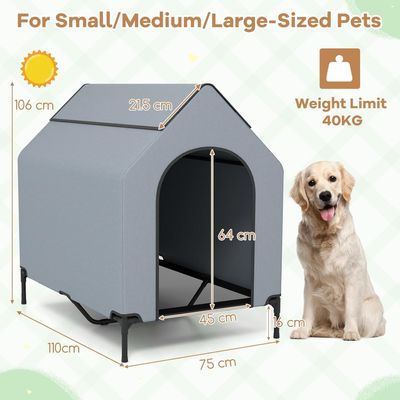 GIANTEX 2 en 1 Niche Surélevée pour Chien, Tente pour Chien