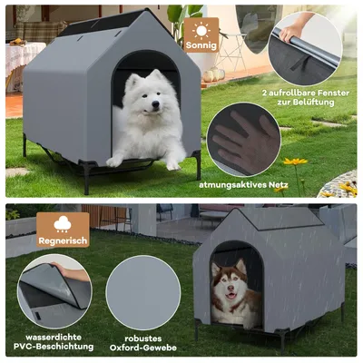 GIANTEX 2-in-1-Hochbett Für Hunde, Hundezelt GIANTEX 2-in-1-Hochbett Für Hunde, Hundezelt
