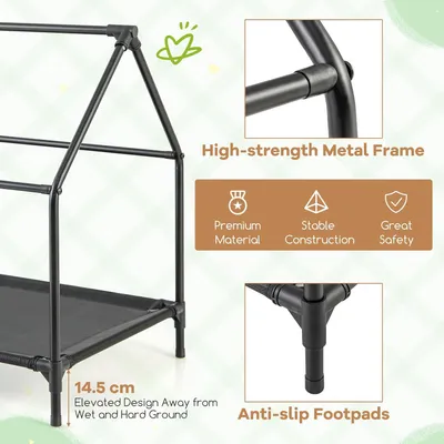 GIANTEX 2 en 1 Niche Surélevée pour Chien, Tente pour Chien