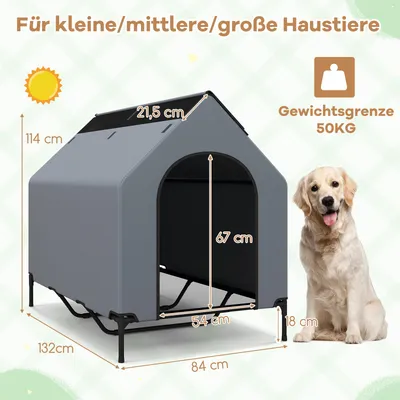 GIANTEX 2-in-1-Hochbett Für Hunde, Hundezelt GIANTEX 2-in-1-Hochbett Für Hunde, Hundezelt