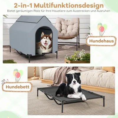 GIANTEX 2-in-1-Hochbett Für Hunde, Hundezelt GIANTEX 2-in-1-Hochbett Für Hunde, Hundezelt