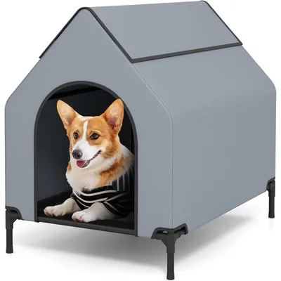 GIANTEX 2 en 1 Niche Surélevée pour Chien, Tente pour Chien