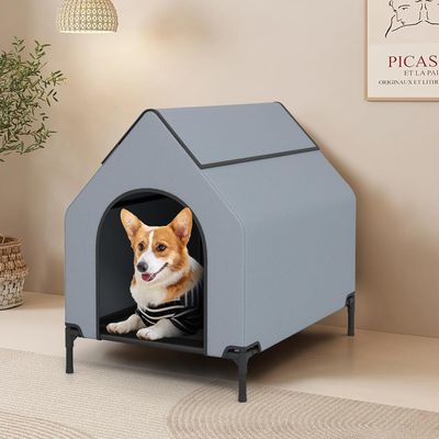 GIANTEX 2 en 1 Niche Surélevée pour Chien, Tente pour Chien