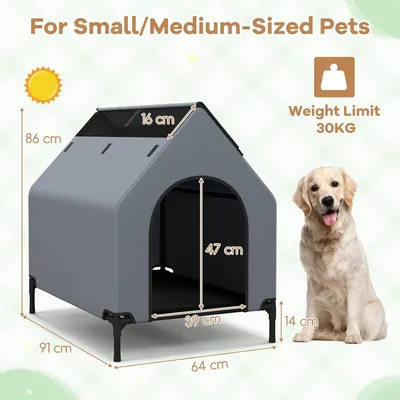 GIANTEX 2 en 1 Niche Surélevée pour Chien, Tente pour Chien