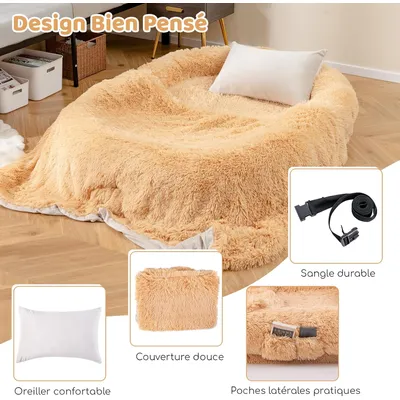 GIANTEX Lit Géant pour Chien Humain en Fausse Fourrure Moelleuse
