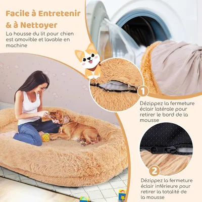 GIANTEX Lit Géant pour Chien Humain en Fausse Fourrure Moelleuse