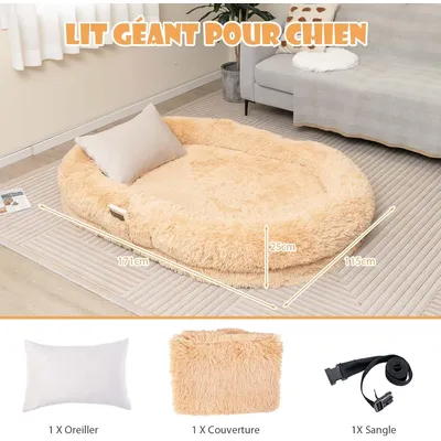GIANTEX Lit Géant pour Chien Humain en Fausse Fourrure Moelleuse