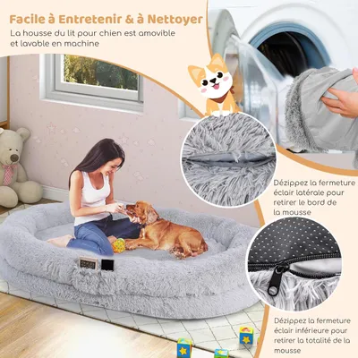 GIANTEX Lit Géant pour Chien Humain en Fausse Fourrure Moelleuse