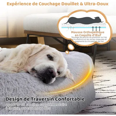 GIANTEX Lit Géant pour Chien Humain en Fausse Fourrure Moelleuse