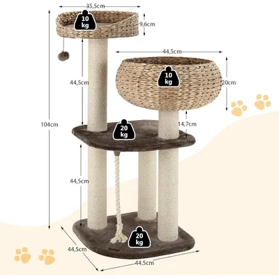 GIANTEX Arbre à Chat avec Plateformes, Niche, Poteaux et Coussin Souple