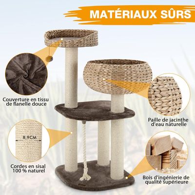 GIANTEX Arbre à Chat avec Plateformes, Niche, Poteaux et Coussin Souple