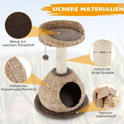 GIANTEX Kratzbaum 72 cm Mit Plattform, Höhle, Stangen Und Kissen GIANTEX Kratzbaum 72 cm Mit Plattform, Höhle, Stangen Und Kissen