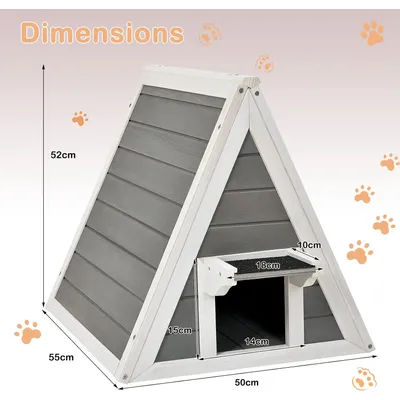 GIANTEX Maison Triangulaire pour Chat en Bois Massif avec Ventilation