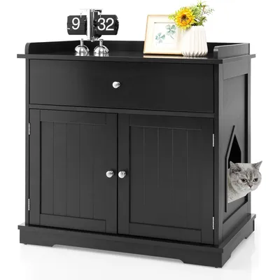 GIANTEX Maison de Toilette pour Chat,Meuble Litière pour Chat avec 2 Portes GIANTEX Maison de Toilette pour Chat,Meuble Litière pour Chat avec 2 Portes