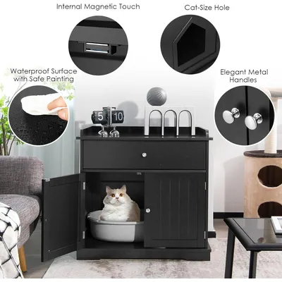 GIANTEX Maison de Toilette pour Chat,Meuble Litière pour Chat avec 2 Portes