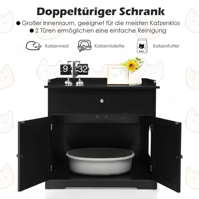 GIANTEX 3-in-1-Katzenmöbel,Verdeckte Katzentoilette Mit Schublade,Doppeltür GIANTEX 3-in-1-Katzenmöbel,Verdeckte Katzentoilette Mit Schublade,Doppeltür