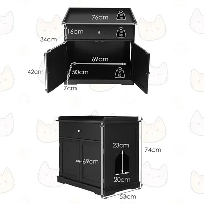 GIANTEX 3-in-1-Katzenmöbel,Verdeckte Katzentoilette Mit Schublade,Doppeltür GIANTEX 3-in-1-Katzenmöbel,Verdeckte Katzentoilette Mit Schublade,Doppeltür