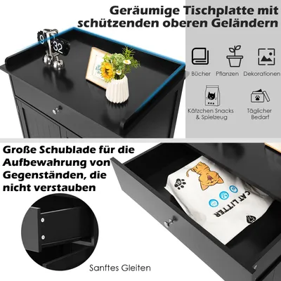 GIANTEX 3-in-1-Katzenmöbel,Verdeckte Katzentoilette Mit Schublade,Doppeltür GIANTEX 3-in-1-Katzenmöbel,Verdeckte Katzentoilette Mit Schublade,Doppeltür