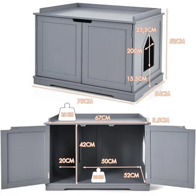GIANTEX Maison de Toilette pour Chat avec 2 Portes, 75 x 54 x 52cm