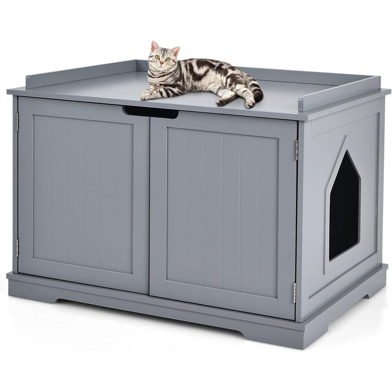GIANTEX Maison de Toilette pour Chat avec 2 Portes, 75 x 54 x 52cm