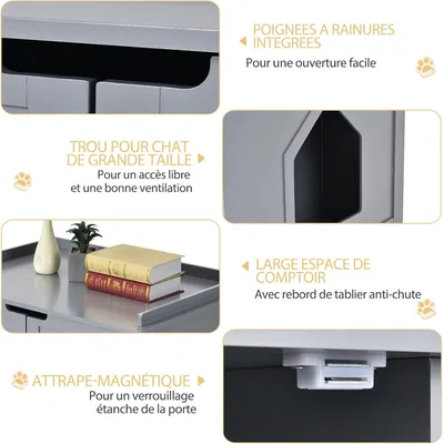 GIANTEX Maison de Toilette pour Chat avec 2 Portes, 75 x 54 x 52cm