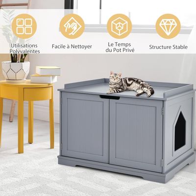 GIANTEX Maison de Toilette pour Chat avec 2 Portes, 75 x 54 x 52cm