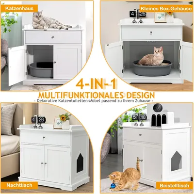 GIANTEX 3-in-1-Katzenmöbel,Verdeckte Katzentoilette Mit Schublade,Doppeltür GIANTEX 3-in-1-Katzenmöbel,Verdeckte Katzentoilette Mit Schublade,Doppeltür