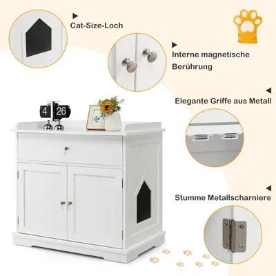 GIANTEX 3-in-1-Katzenmöbel,Verdeckte Katzentoilette Mit Schublade,Doppeltür GIANTEX 3-in-1-Katzenmöbel,Verdeckte Katzentoilette Mit Schublade,Doppeltür