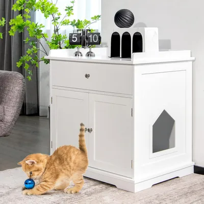 GIANTEX 3-in-1-Katzenmöbel,Verdeckte Katzentoilette Mit Schublade,Doppeltür GIANTEX 3-in-1-Katzenmöbel,Verdeckte Katzentoilette Mit Schublade,Doppeltür