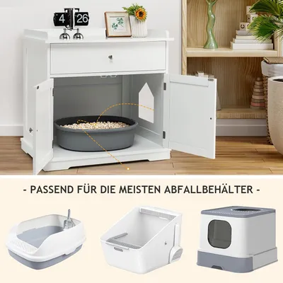 GIANTEX 3-in-1-Katzenmöbel,Verdeckte Katzentoilette Mit Schublade,Doppeltür GIANTEX 3-in-1-Katzenmöbel,Verdeckte Katzentoilette Mit Schublade,Doppeltür