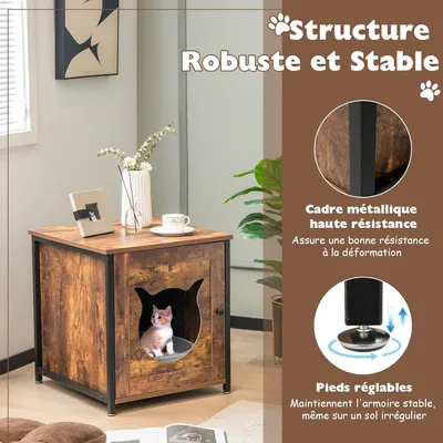 GIANTEX Maison de Toilette Multifonctionnelle 3 en 1 pour Chat avec Porte