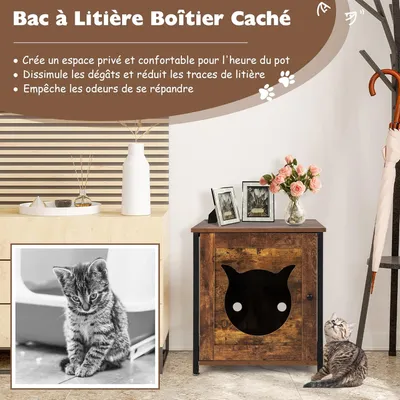 GIANTEX Maison de Toilette Multifonctionnelle 3 en 1 pour Chat avec Porte