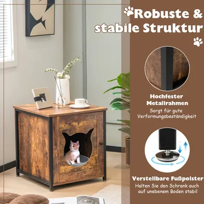 GIANTEX Multifunktionales 3-in-1-Katzenklo Mit Tür GIANTEX Multifunktionales 3-in-1-Katzenklo Mit Tür