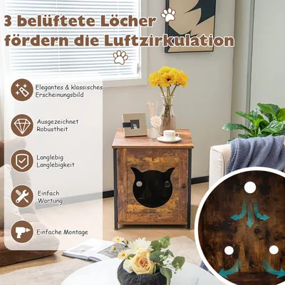 GIANTEX Multifunktionales 3-in-1-Katzenklo Mit Tür GIANTEX Multifunktionales 3-in-1-Katzenklo Mit Tür