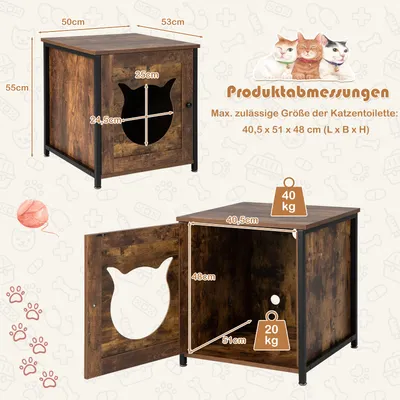GIANTEX Multifunktionales 3-in-1-Katzenklo Mit Tür GIANTEX Multifunktionales 3-in-1-Katzenklo Mit Tür