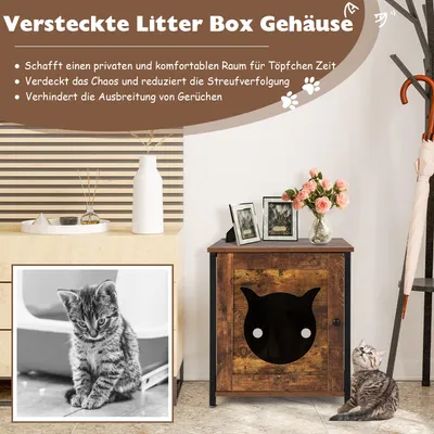 GIANTEX Multifunktionales 3-in-1-Katzenklo Mit Tür GIANTEX Multifunktionales 3-in-1-Katzenklo Mit Tür