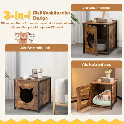 GIANTEX Multifunktionales 3-in-1-Katzenklo Mit Tür GIANTEX Multifunktionales 3-in-1-Katzenklo Mit Tür